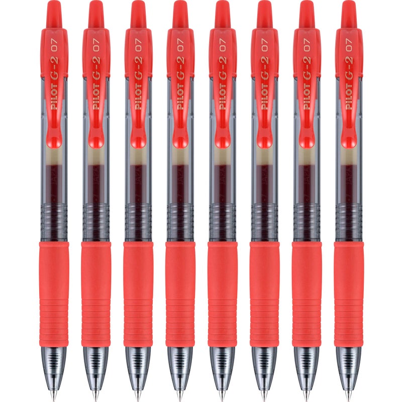 Pilot G2 Premium Gel Roller Pens, Fine Point 0.7 mm, Red, Pack of 8 - Ideal for School, Journaling & Office Writing - Image 1
